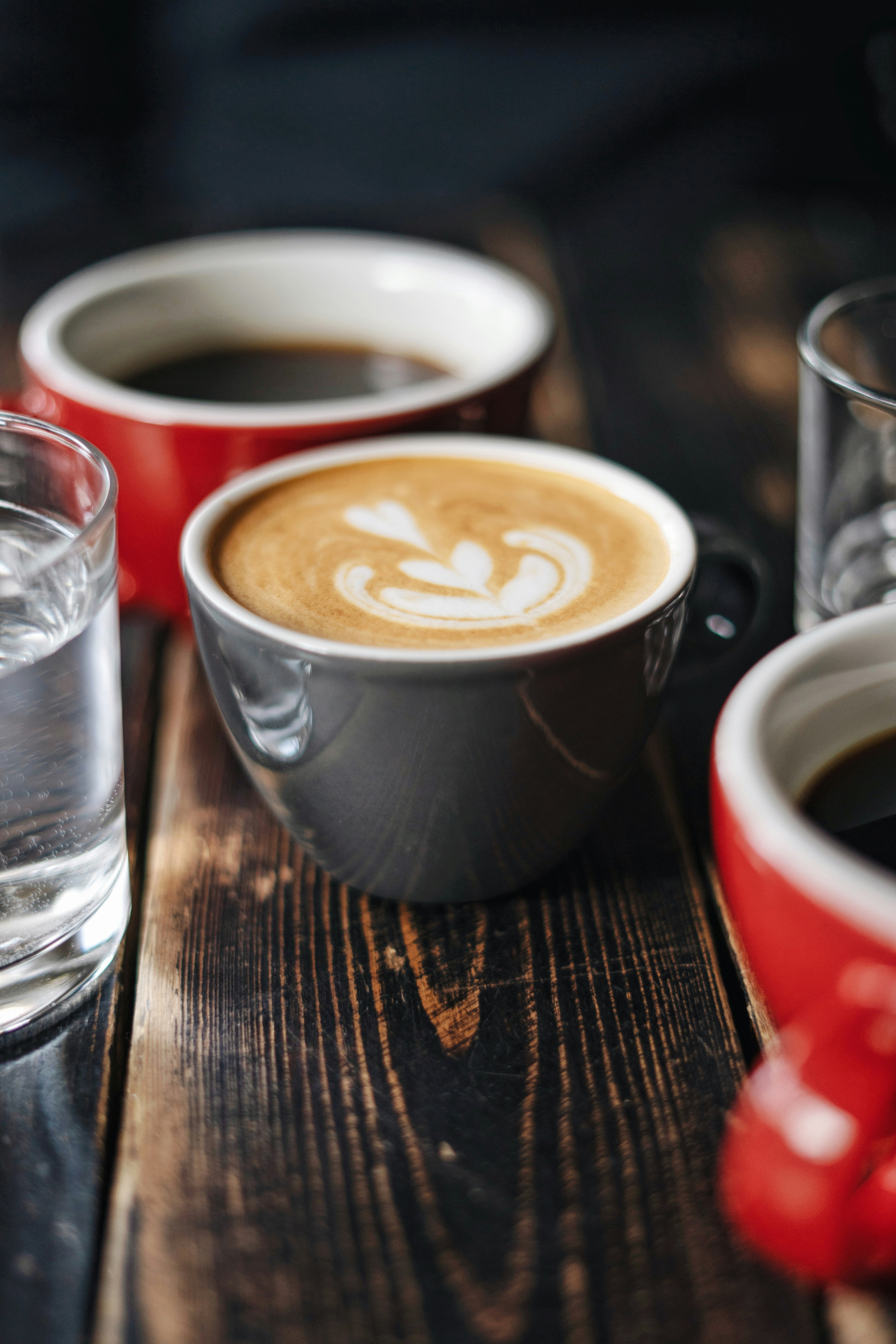 black ceramic cup with espresso